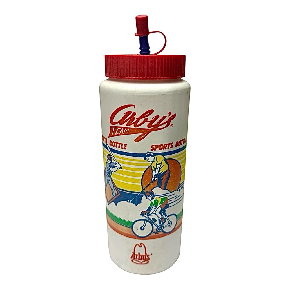 Arby's Logo Sports Bottle Bicycle Bike Cycling White 24 fl oz Tennis, Baseball